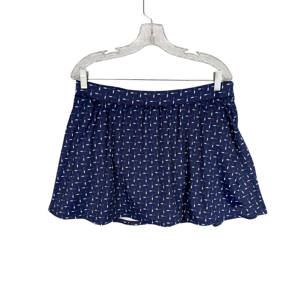 Miraclesuit x Talbots 16W Light Control Swim Skirt Built in Brief Blue Geometric